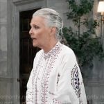 Tracy’s white printed oversized blouse on General Hospital