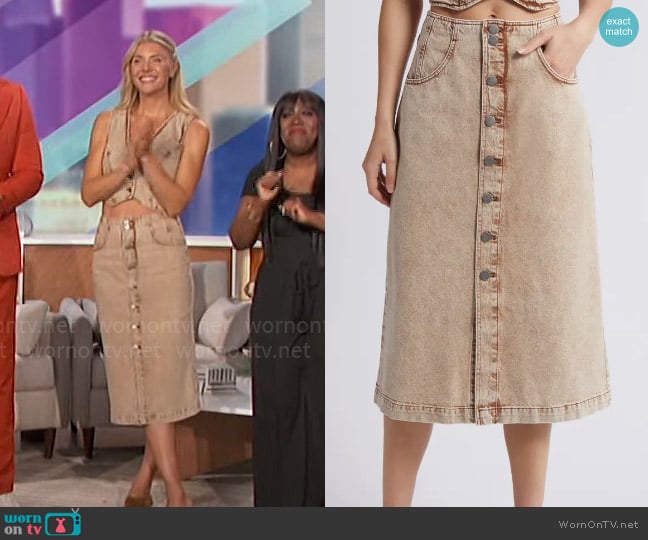 Treasure & Bond Button Front Denim Midi Skirt worn by Amanda Kloots on The Talk