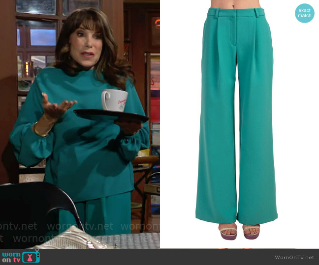 Trina Turk Page Pants in Atlantic worn by Esther Valentine (Kate Linder) on The Young and the Restless