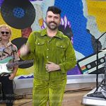 Tyler Glenn’s green suede jacket and pants on Today