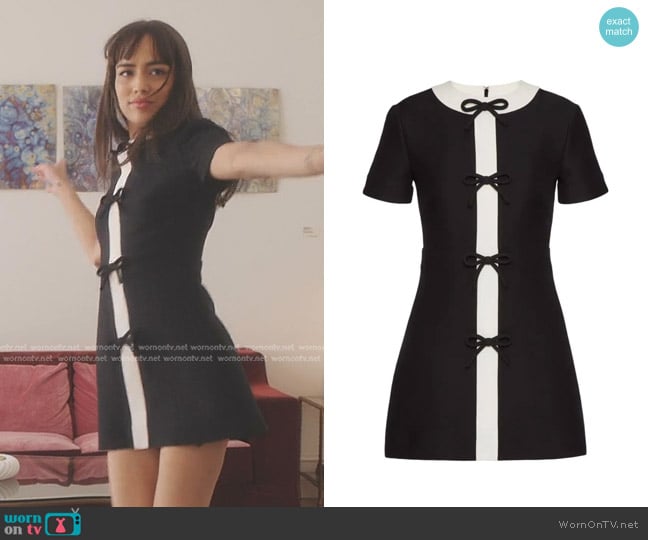 Valentino Garavani Crepe Couture Short Dress worn by Genevieve (Thalia Besson) on Emily in Paris