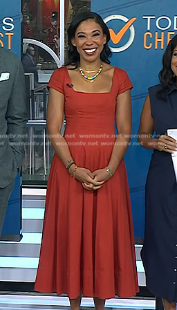 Vanessa Rissetto’s red square neck midi dress on Today