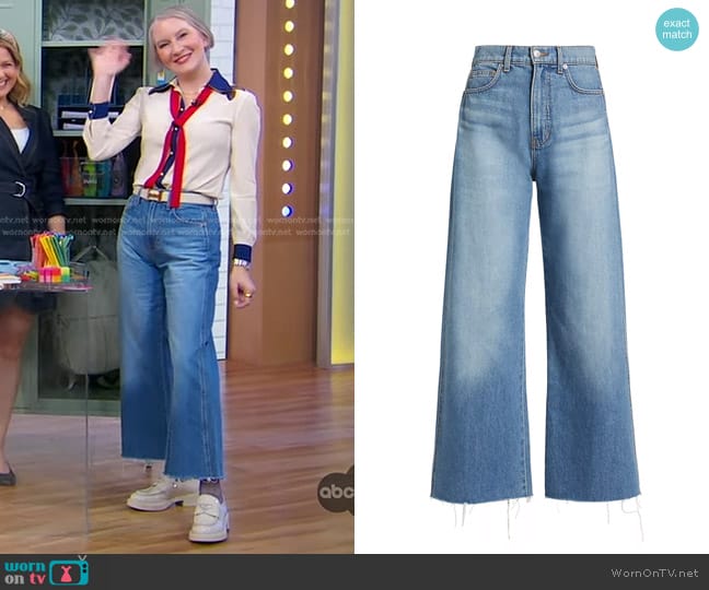 Veronica Beard Taylor Cropped Wide-Leg Jean in Enough Said worn by Clea Shearer on Good Morning America