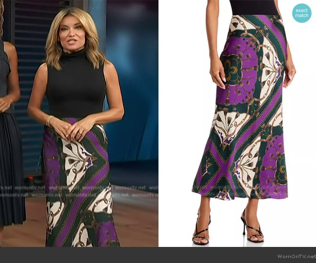 Veronica Beard Clover Skirt worn by Kit Hoover on Access Hollywood