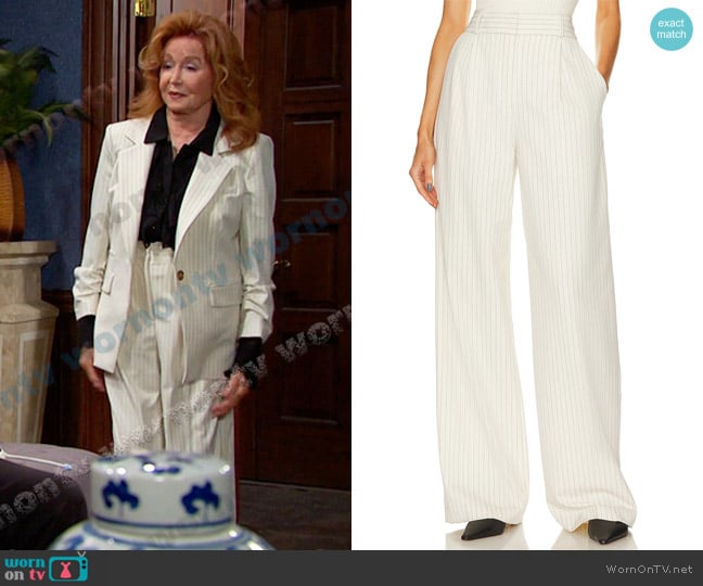 Veronica Beard Heyser Pant in Ecru Multi worn by Maggie Horton (Suzanne Rogers) on Days of our Lives