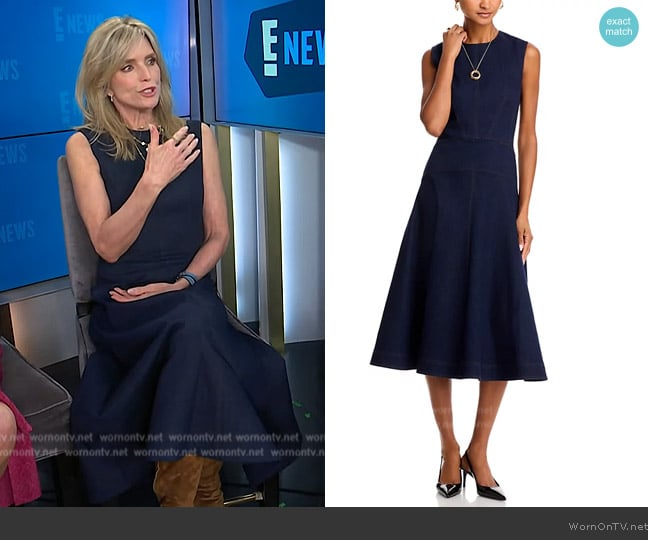 Veronica Beard Karrigan Denim Midi Dress worn by Courtney Thorne-Smith on E! News