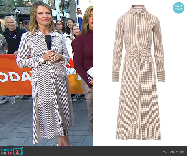 Veronica Beard Lex Striped Dress in Deep Ochre/White worn by Savannah Guthrie on Today