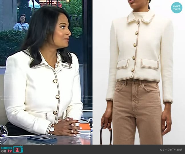 Veronica Beard Makayla Jacket in Ivory worn by Kristen Welker on Today