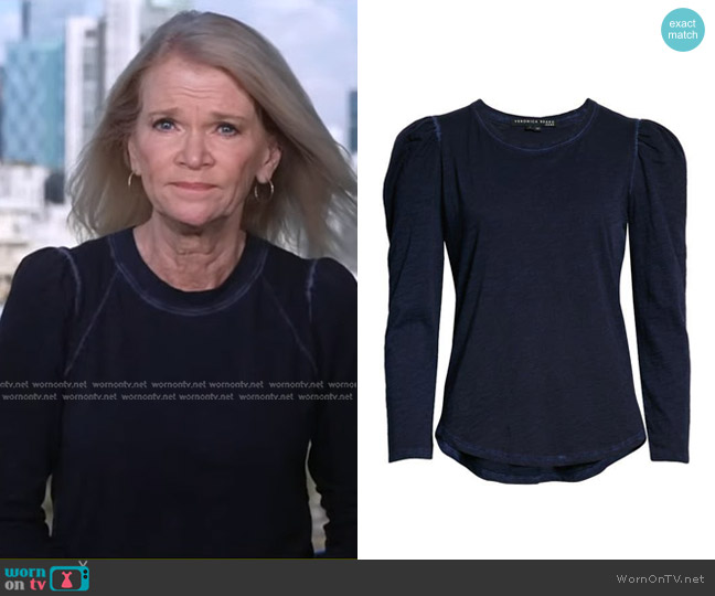 Veronica Beard Mason Baseball Tee in Navy worn by Martha Raddatz on Good Morning America