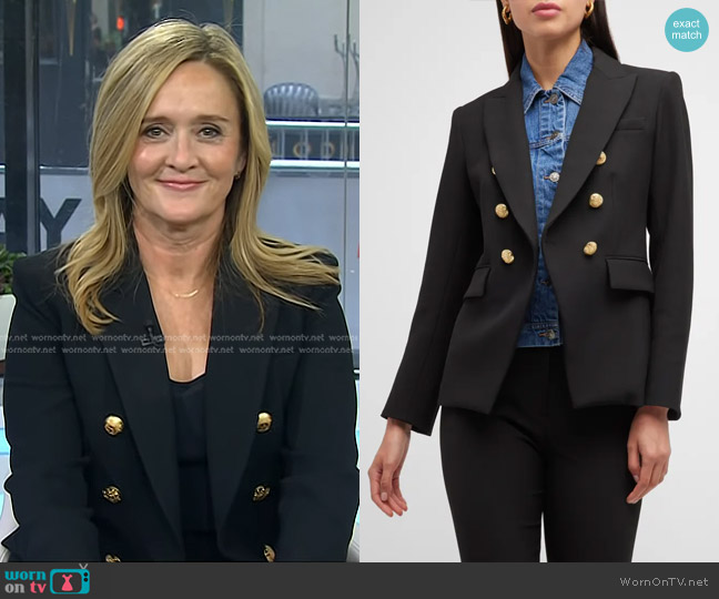 Veronica Beard Miller Dickey Jacket in Black with Gold Buttons worn by Samantha Bee on Today