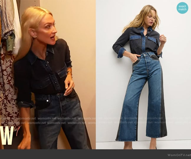 Veronica Beard Noah Shirt Colorblock worn by Zanna Roberts on The Drew Barrymore Show