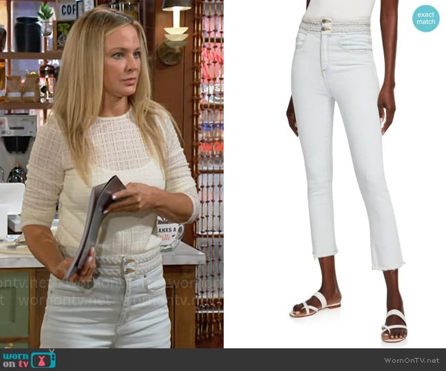 Veronica Beard Carly Braided Jeans worn by Sharon Newman (Sharon Case) on The Young and the Restless