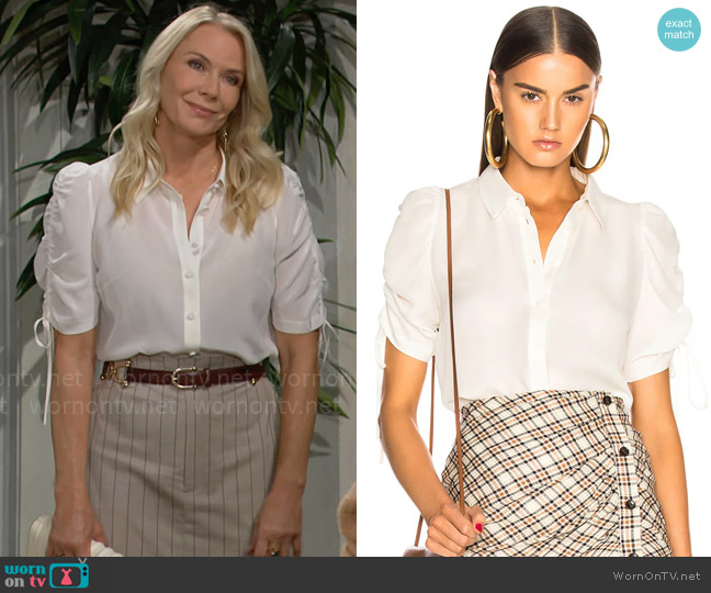 Veronica Beard Carmine Blouse worn by Brooke Logan (Katherine Kelly Lang) on The Bold and the Beautiful