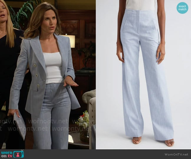 Veronica Beard Jude Wide Leg Cotton Blend Pants worn by Heather Stevens (Vail Bloom) on The Young and the Restless