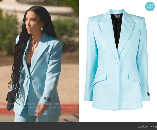 Versace Allover-jacquard wool blazer worn by Bre Tiesi on Selling Sunset