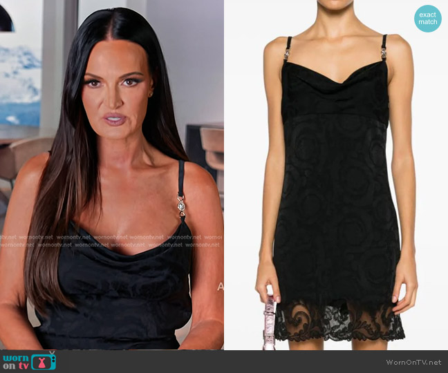 Versace Barocco-print Lace Minidress worn by Lisa Barlow on The Real Housewives of Salt Lake City