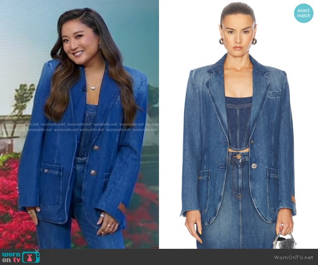 Versace Oversized Denim Blazer worn by Ashley Park on Good Morning America