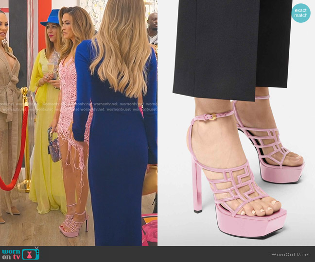 Versace Greca Maze Platform Sandals worn by Chrishell Stause on Selling Sunset