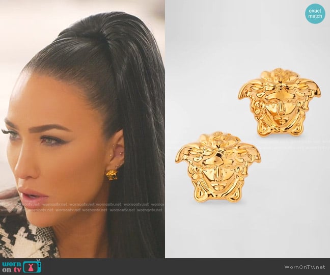 Versace Medusa Stud Earrings worn by Bre Tiesi on Selling Sunset