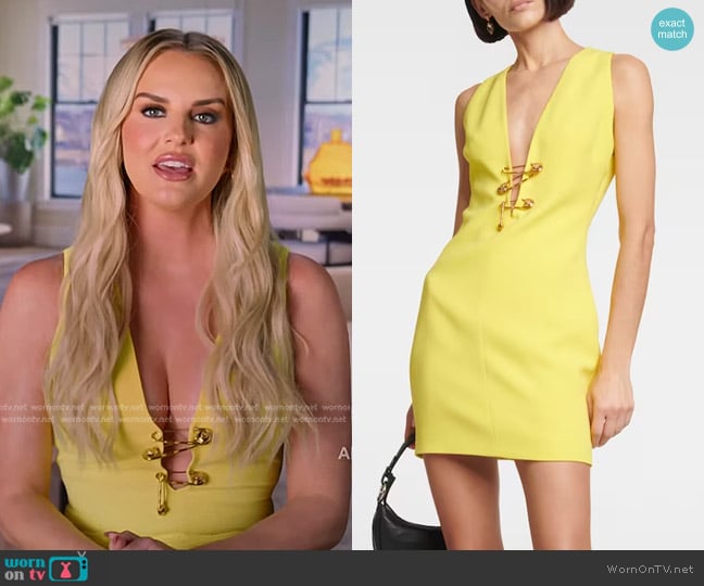 Versace Safety Pin silk minidress worn by Whitney Rose on The Real Housewives of Salt Lake City