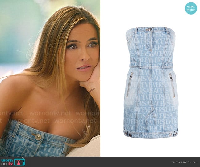 Versace Versace Allover denim minidress worn by Chrishell Stause on Selling Sunset