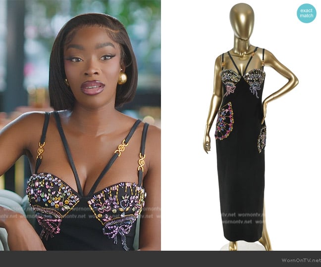 Versace Embellished Fan Detail Dress worn by Chelsea Lazkani on Selling Sunset