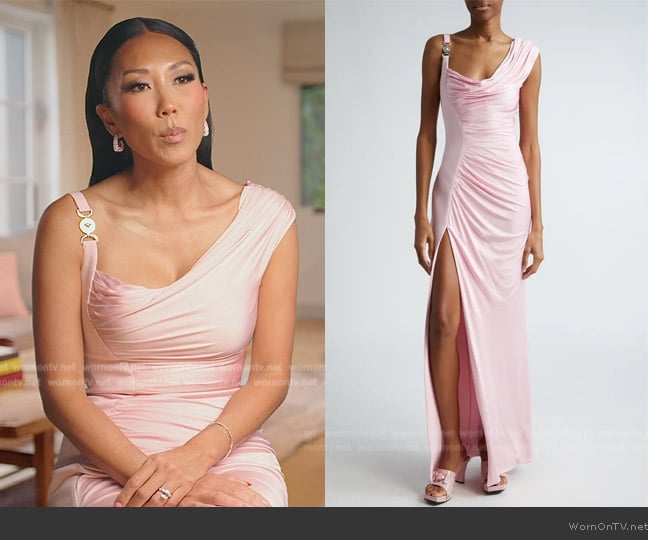 Versace Medusa '95 Draped Crepe & Jersey Gown worn by Katie Ginella on The Real Housewives of Orange County