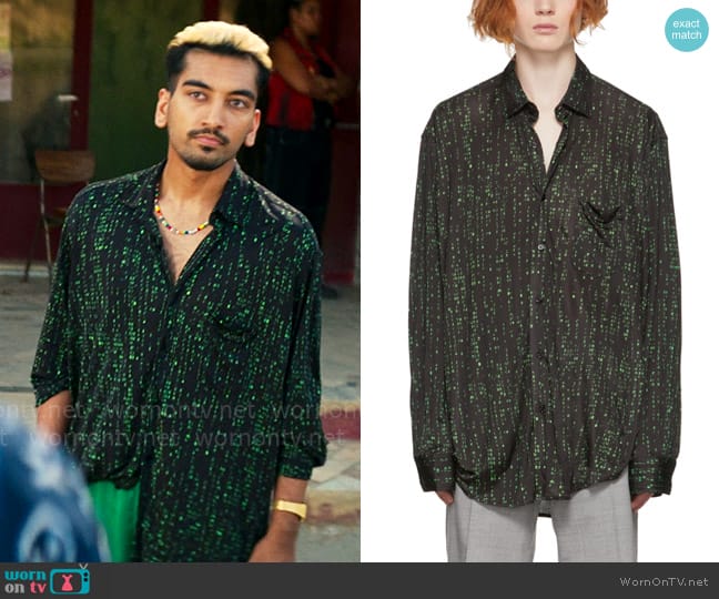 Vetements Code Print Viscose Shirt worn by Dionysus (Nabhaan Rizwan) on Kaos