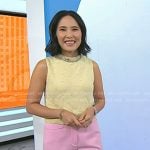 Vicky’s yellow embellished knit top on Today