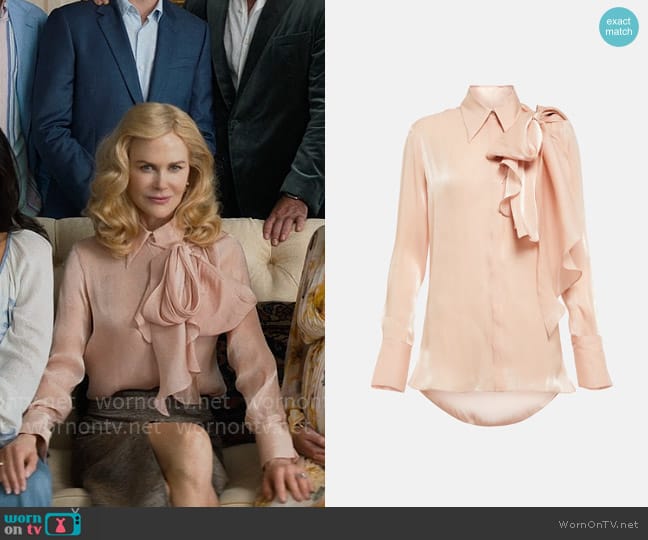 Victoria Beckham Bow-detail blouse in pink worn by Greer Garrison Winbury (Nicole Kidman) on The Perfect Couple