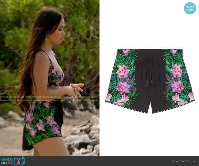 Victoria's Secret Shorts Cover UP in Black Palm worn by Jenn Tran on The Bachelorette