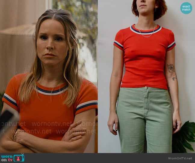 Vintage Seventies Ringer Baby Tee worn by Joanne (Kristen Bell) on Nobody Wants This