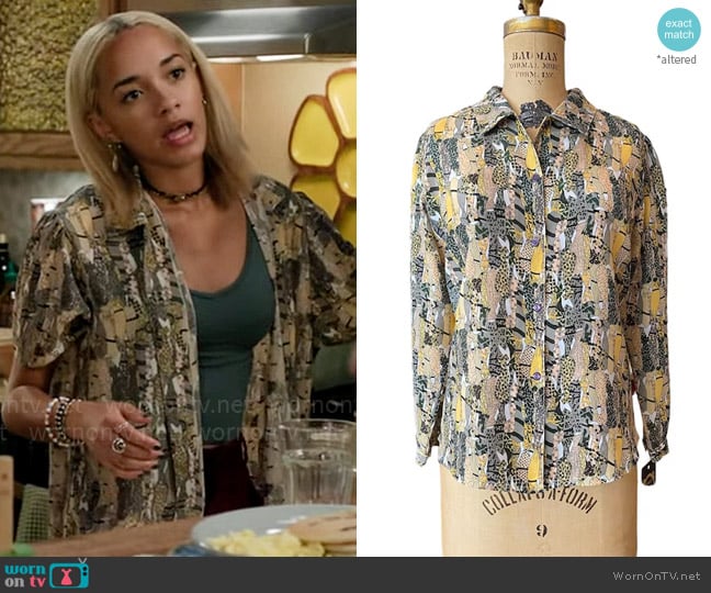 Sun Hung Vintage Novelty Print Shirt worn by Ava (Amirah J) on High Potential