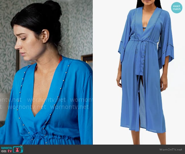 Vix Anni Detail Long Cover Up worn by Amelia Sacks (Eve Hewson) on The Perfect Couple