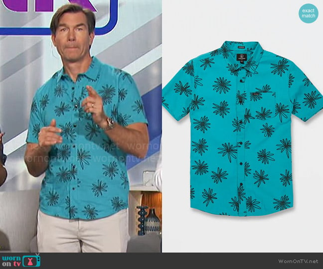 Volcom Lazy Dazey Short Sleeve Shirt in Electric Blue worn by Jerry O'Connell on The Talk