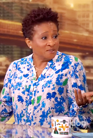 Wanda Sykes's blue floral print blouse on The View