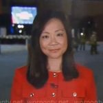 Weijia Jiang’s red jacket with gold buttons on CBS Mornings