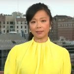 Weijia Jiang’s yellow pleated neck top on CBS Mornings