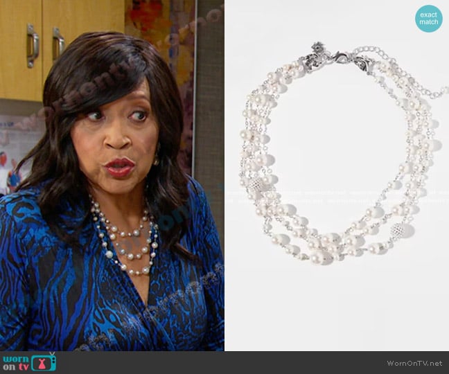 White House Black Market Multi Pearl Strand Necklace worn by Paulina Price (Jackée Harry) on Days of our Lives