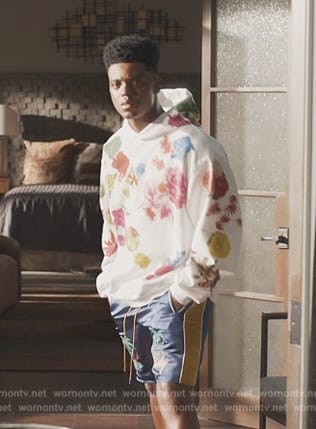 Will's white floral print hoodie on Bel-Air