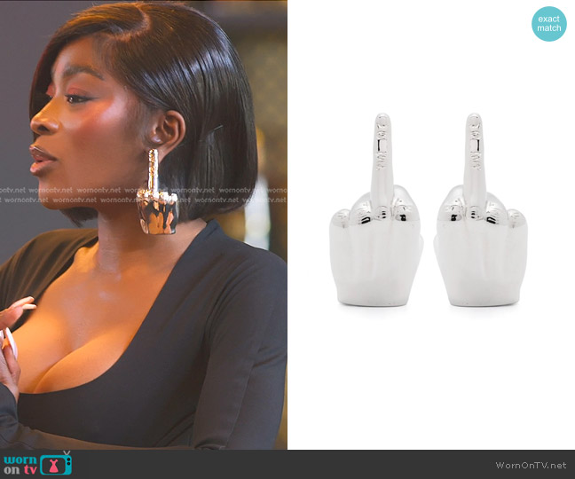 Y/Project Hand-shaped Polished Earrings worn by Chelsea Lazkani on Selling Sunset