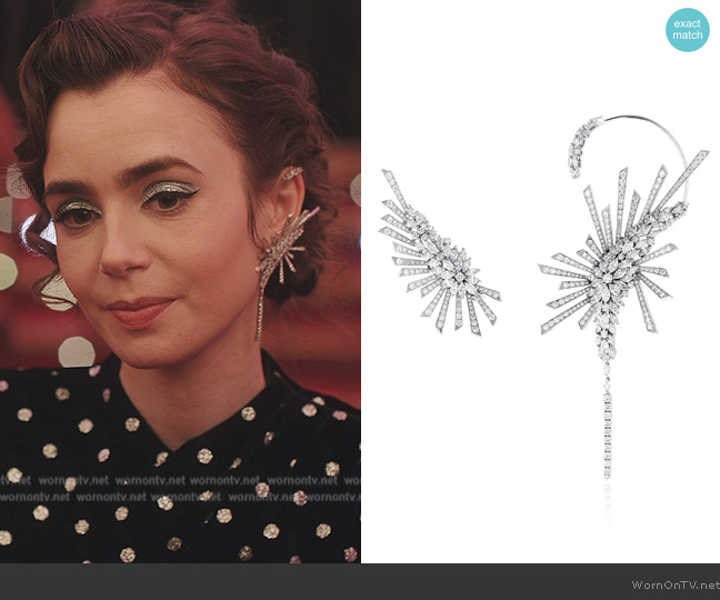 Yeprem Y-Couture Climber Earrings worn by Emily Cooper (Lily Collins) on Emily in Paris