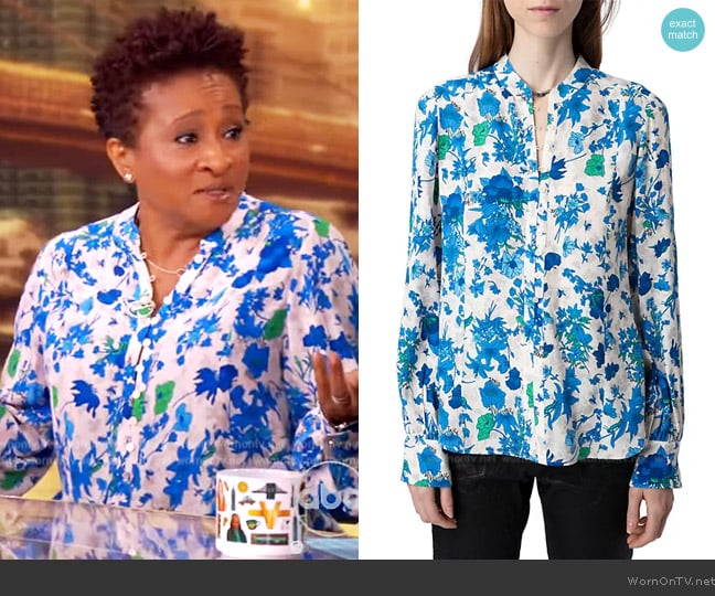 Zadig and Voltaire Twina Crepe Garden Flowers Shirt worn by Wanda Sykes on The View