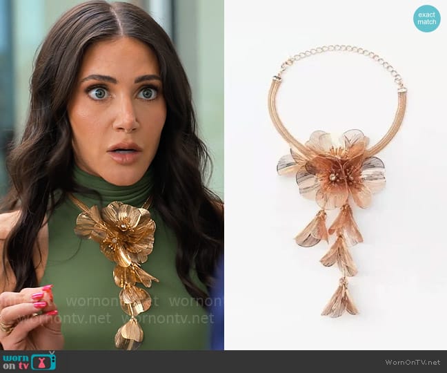 Zara Cascading Floral Necklace worn by Chloe Tucker Caine on Owning Manhattan