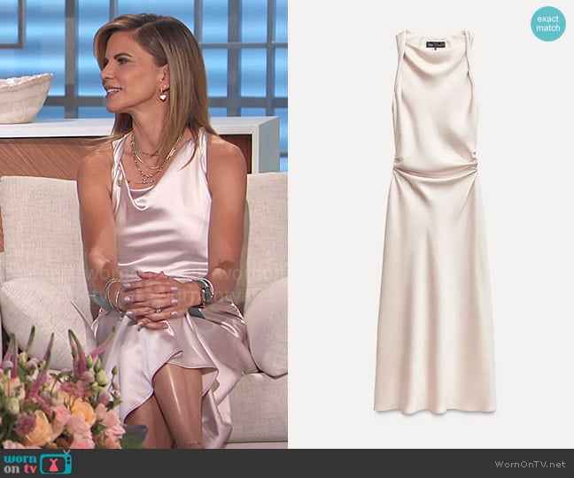 Zara Ruched Satin Effect Midi Dress worn by Natalie Morales on The Talk