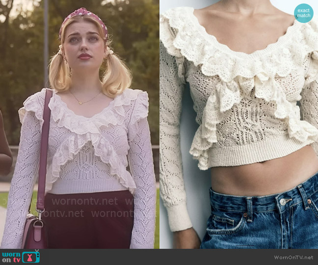 Zara Ruffled Knit Sweater worn by Imogen Heaney (Rhea Norwood) on Heartstopper