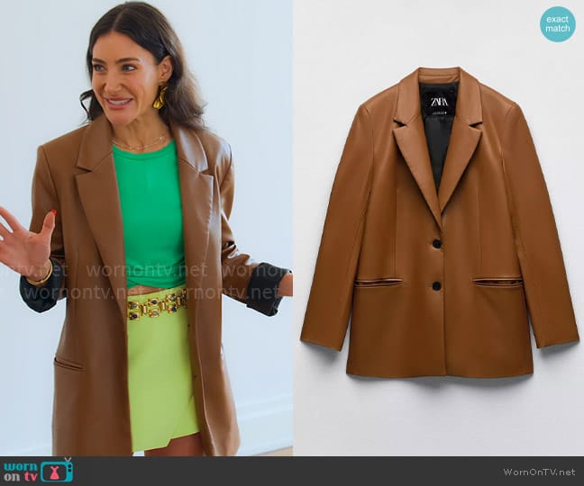 Zara Faux Leather Blazer worn by Chloe Tucker Caine on Owning Manhattan