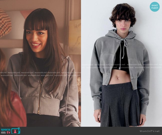 Zara Cropped Hoodie worn by Genevieve (Thalia Besson) on Emily in Paris