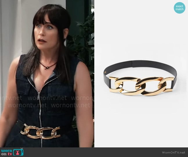 Zara Linked Buckle Belt worn by Lois Cerullo (Rena Sofer) on General Hospital