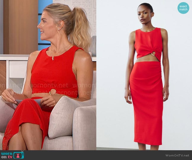 Zara Cut Out Ring Midi Dress worn by Amanda Kloots on The Talk